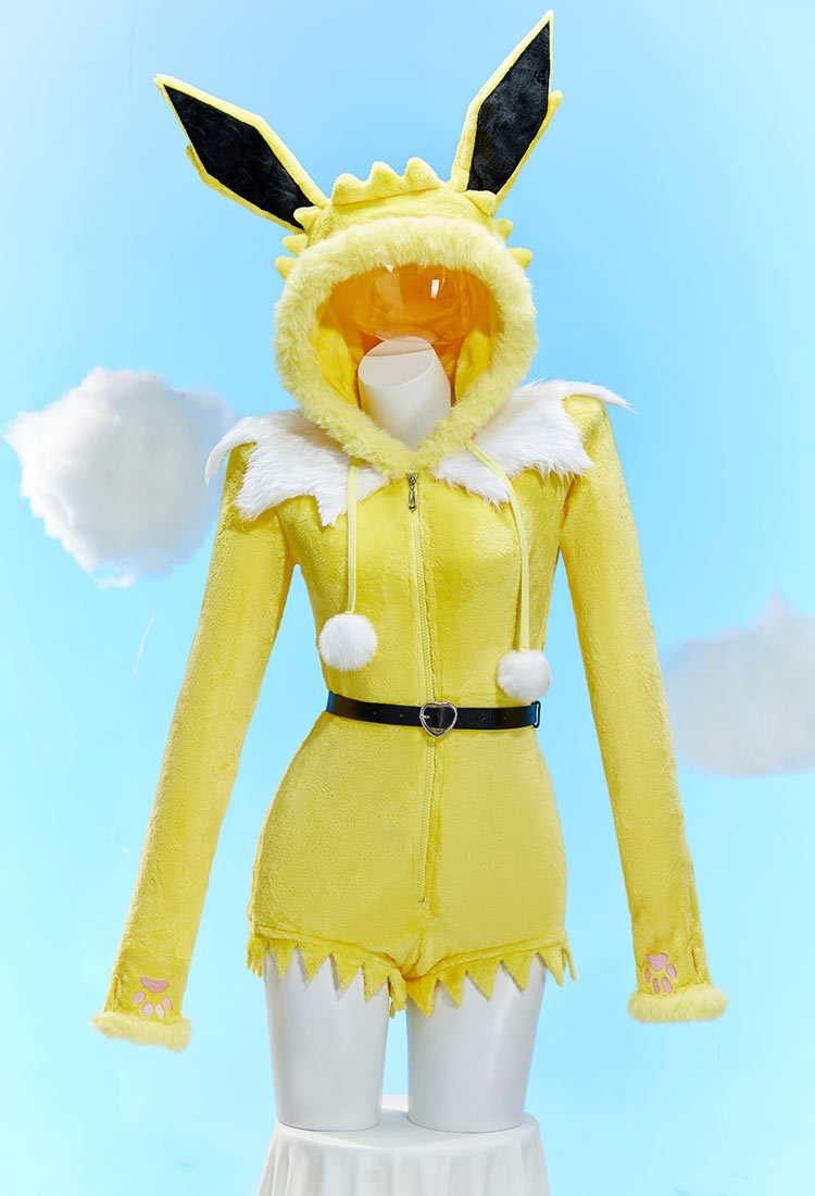 PM Derivative Sexy Lingerie Bodysuit Halloween Plush Hooded Romper and Socks with Belt and Scarf S-4XL